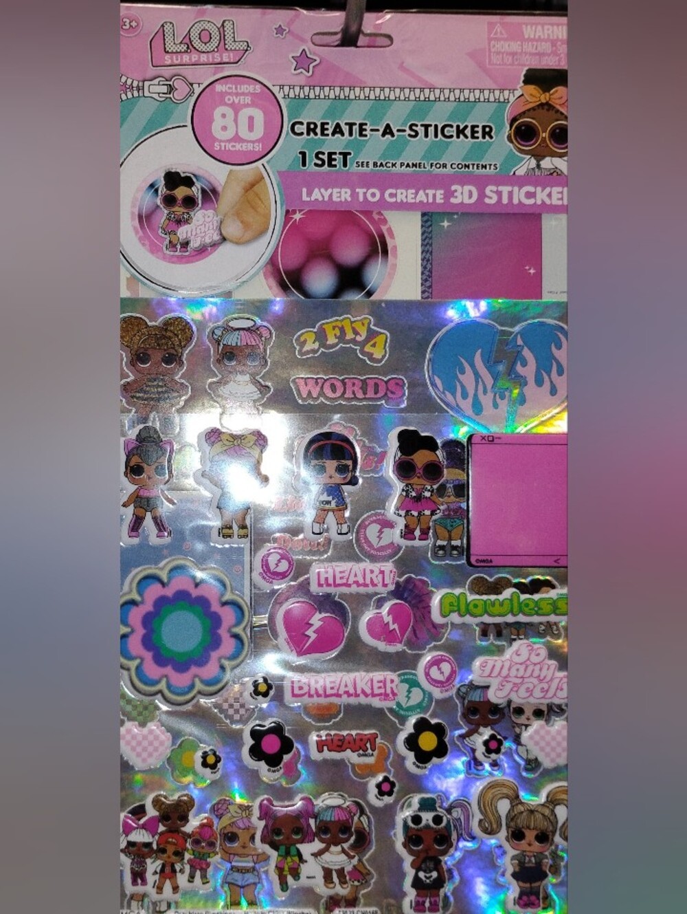 L.O.L. Surprise! Heartbreaker 3D Layered Home Design Stickers - Pink